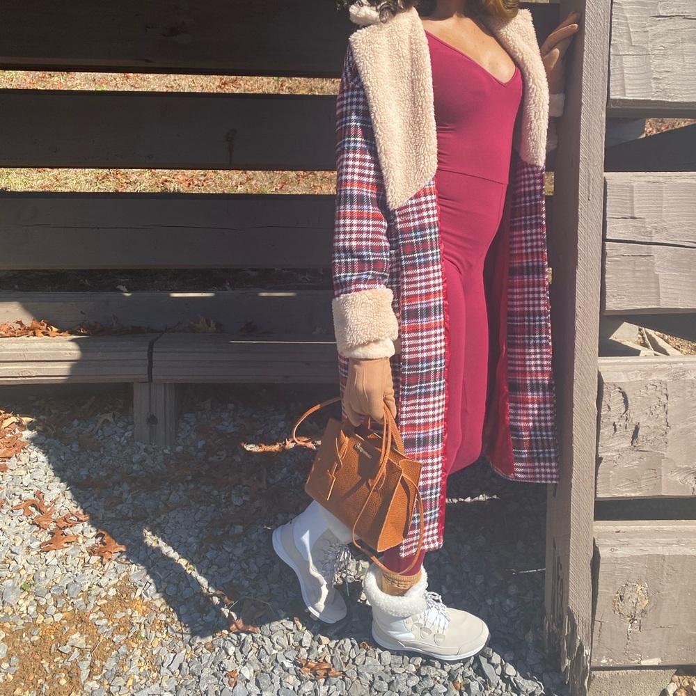 Burgundy longsleeve jumpsuit